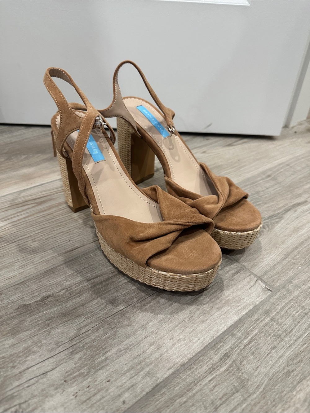 Draper James Brown Suede Knot Platform Slingback Sandals